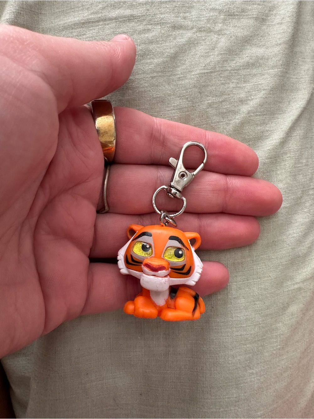 Cute Orange Tiger Keychain with Clip - Style Bag Charm